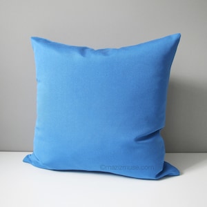 Capri Blue Outdoor Pillow Cover, Sunbrella Pillow Cover, Decorative Pillow Cover, Modern Solid Blue Cushion Cover, Mazizmuse image 1