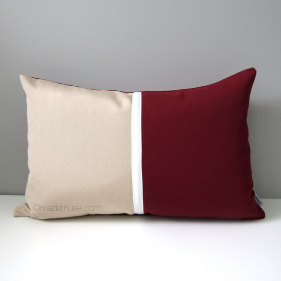 Big Couch Pillows Cream/Burgundy/Blue Square Decorative (Pillow