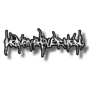 May include: A black and white embroidered patch featuring the text "HONEYHAVEN" in a stylized, gothic font. The patch has a black border and a white, dripping-style font, suitable for jackets, bags, or other fabric items.