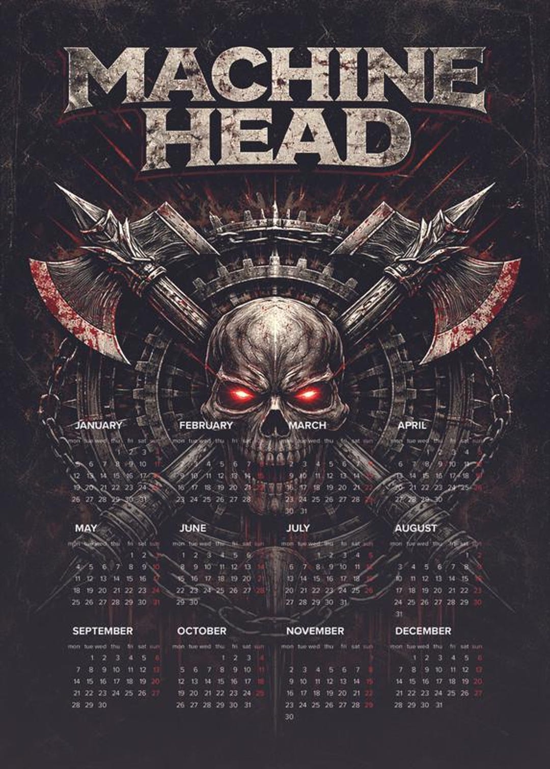 Machine Head (2) Wall Calendar 2026 – Rock Band Calendar A3 A4, Punk ...
