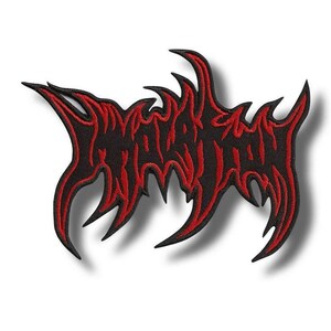 May include: Black and red embroidered patch with a stylized, flame-like design. The patch features the word "CARNAGE" in a bold, gothic font, outlined in red against a black background. The design has sharp, pointed edges.