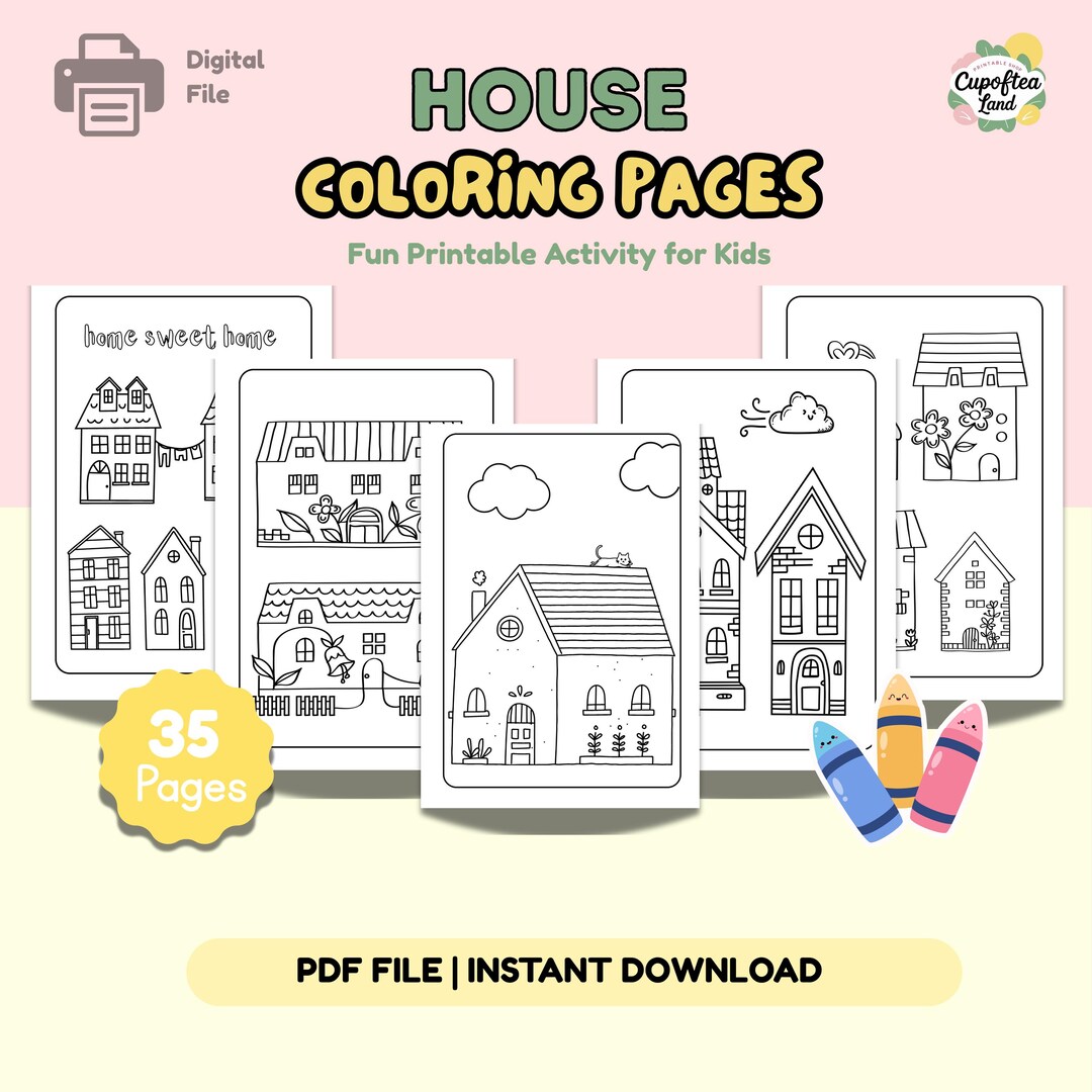 House Coloring Pages for Kids – 35 Printable Sheets | Fun PDF Activity ...