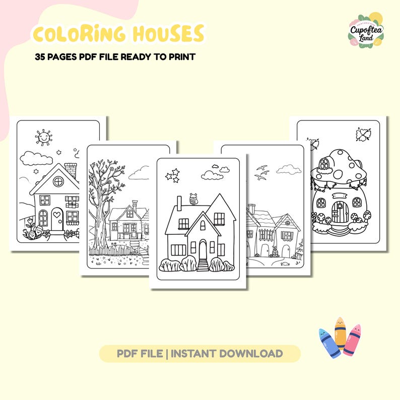 House Coloring Pages for Kids – 35 Printable Sheets | Fun PDF Activity ...