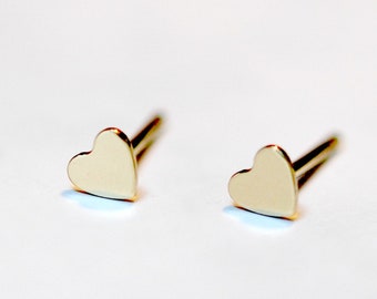 Heart earrings, tiny gold heart studs, gold studs, simple jewelry, little hearts, gold earrings, minimal studs, little girl, second piercing