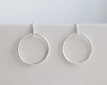 Silver circle earrings, sterling silver earrings, thin circle, silver hoop earrings, eternity earrings, simple earrings, minimalist jewelry