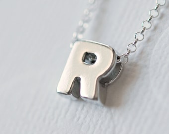 Initial necklace, 925 sterling silver, silver initial pendant, uppercase letter necklace, personalized necklace, silver letter pendant