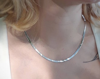 Herringbone chain necklace, sterling silver herringbone, gold herringbone, flat chain, everyday necklace, snake chain, sexy jewelry