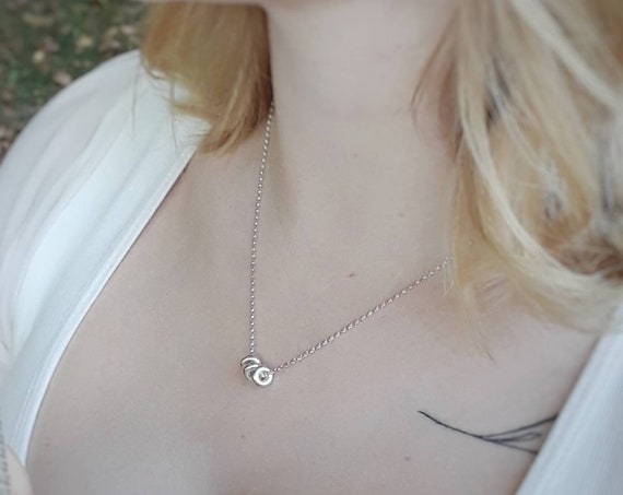Sterling silver beads necklace, three silver rondelles, elegant necklace, sexy necklace, delicate choker, fidget necklace, donut spacer