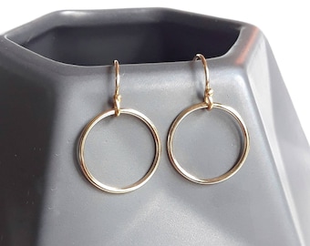 Gold circle earrings, dainty gold earrings, thin circle, gold hoop earrings, eternity earrings, simple earrings, minimalist jewelry