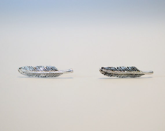 Sterling silver feather stud earrings, nature lover jewelry