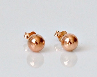 Sterling silver ball stud earrings, gold or rose gold, 6mm, simple jewelry