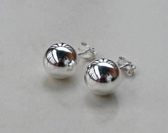 Sterling silver ball stud earrings, 10mm silver ball earrings, sterling silver earrings, classic studs, large ball studs, simple jewelry