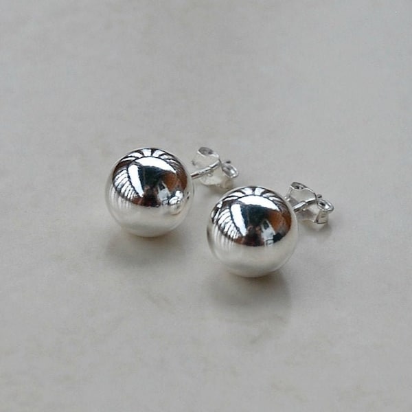 Sterling silver ball stud earrings, 10mm silver ball earrings, sterling silver earrings, classic studs, large ball studs, simple jewelry