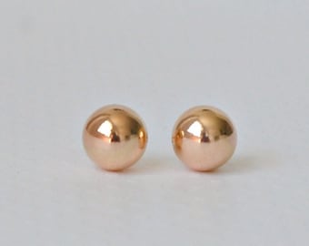 Rose gold ball earrings, 10mm ball stud earrings, gold studs, ball earrings, rose gold earrings, classic jewelry, gift for her