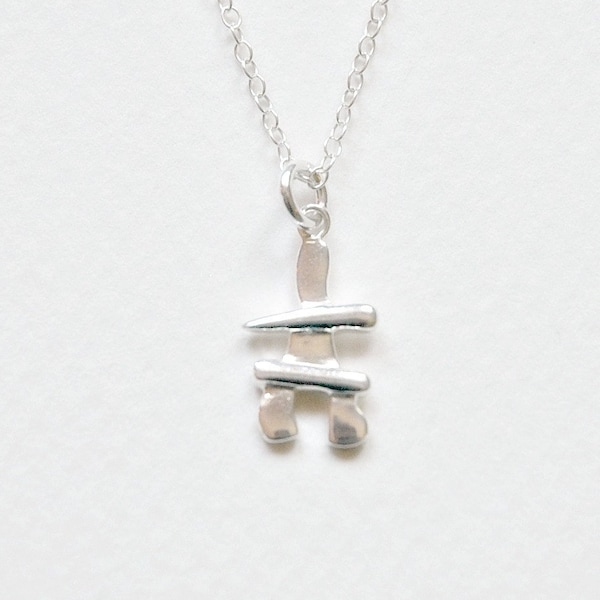 Inukshuk necklace, sterling silver inukshuk charm, canadian gift, nunavut, alaska, stone cairn, inuit, arctic, northern, inuksuk jewelry