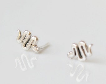 Silver snake studs, sterling silver snake earrings, baby snake, little snakes, minimalist studs, simple jewelry, edgy studs, serpent studs