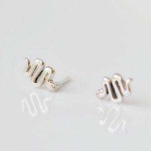 Silver snake studs, sterling silver snake earrings, baby snake, little snakes, minimalist studs, simple jewelry, edgy studs, serpent studs