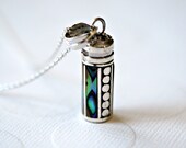 Stash necklace, sterling silver, abalone shell, snuff necklace, pill box, locket, treasure, ashes, cremation, prayer, poison, Margery