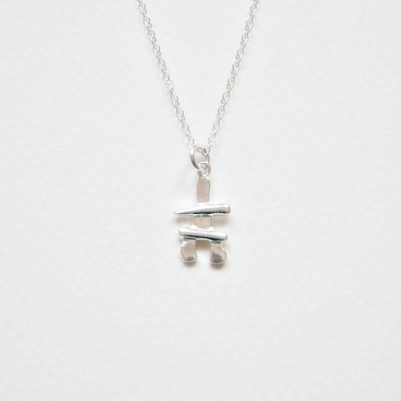 Sterling silver inukshuk necklace