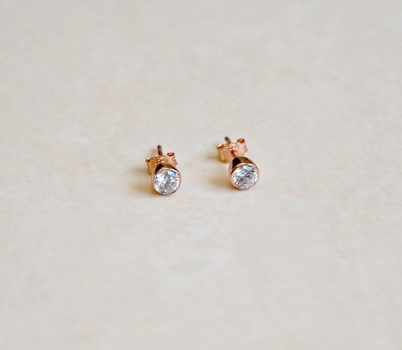 Rose Gold Studs Diamond Stud Earrings 4mm or 6mm Cubic Etsy Canada