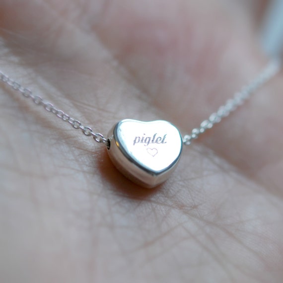 Personalized sterling silver heart necklace