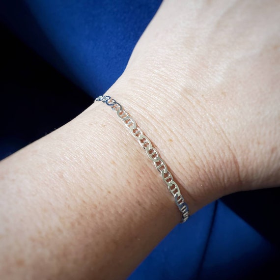 Sterling silver marine link chain bracelet