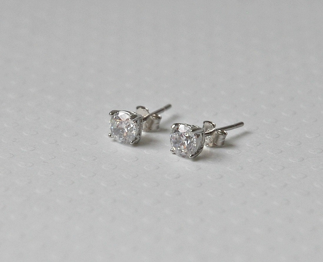 Orecchini a bottone argento sterling zirconia cubica per donne per