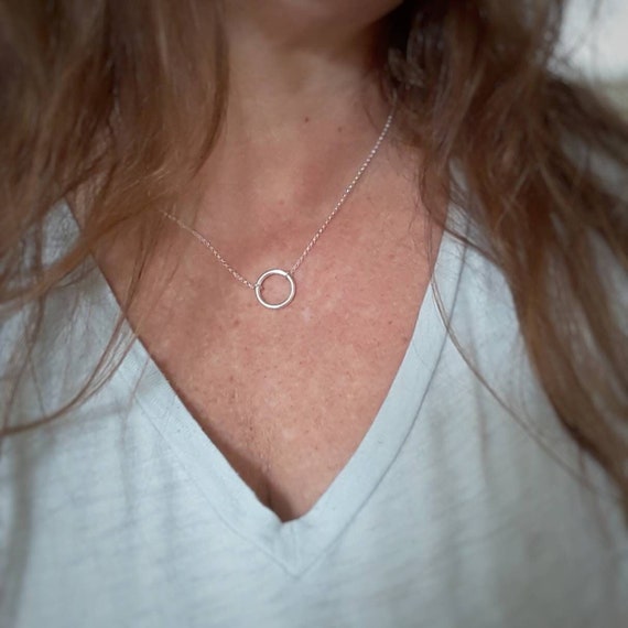 Sterling silver circle necklace