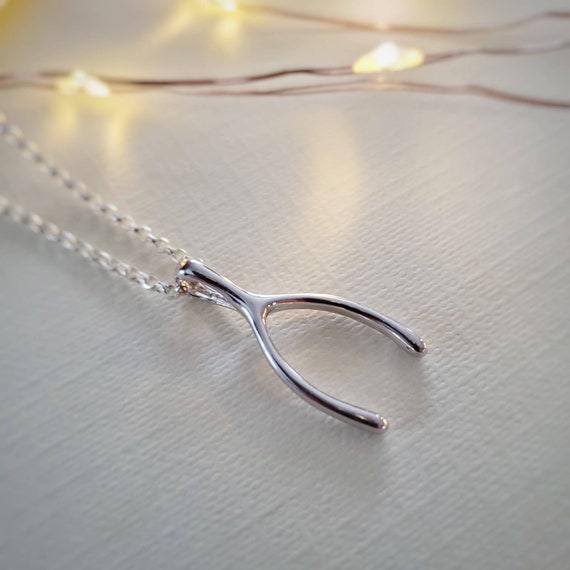 Sterling silver wishbone necklace