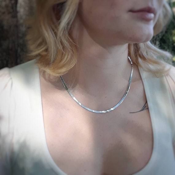 Herringbone chain necklace - silver or gold