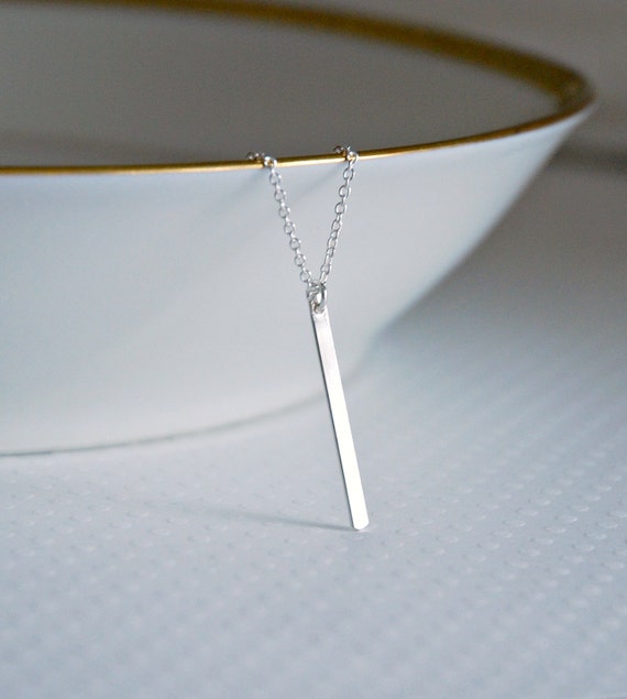 Sterling silver vertical bar necklace