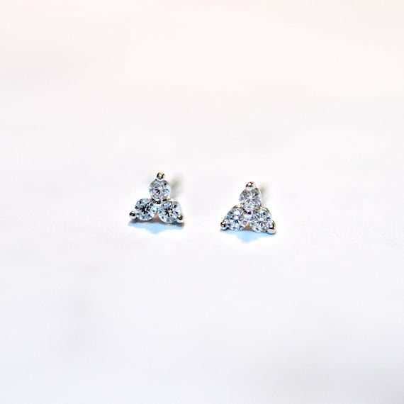 Cubic zirconia triangle stud earrings