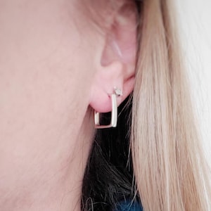 Sterlingzilveren vierkante oorstekers, minimalistische geometrische sieraden