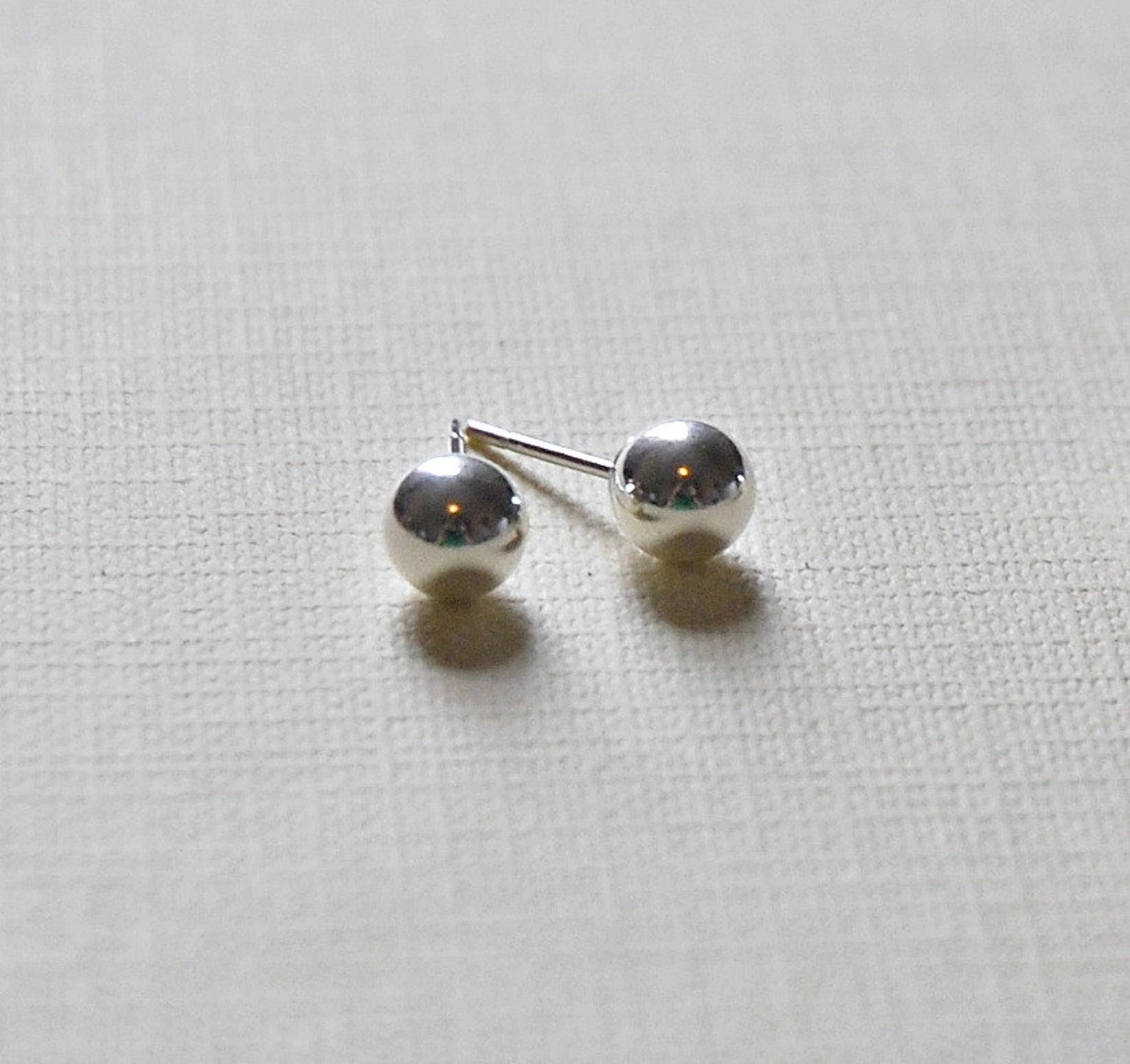 Silver Ball Earrings Sterling Silver Studs Rose Gold Gold Etsy