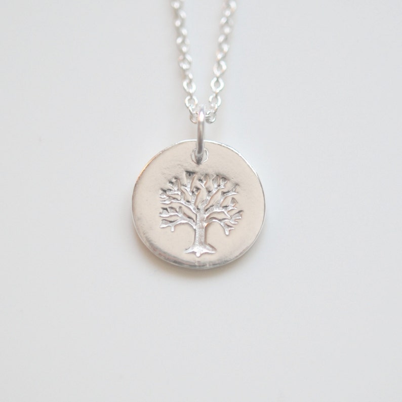 Sterling silver tree of life necklace, nature jewelry image 1