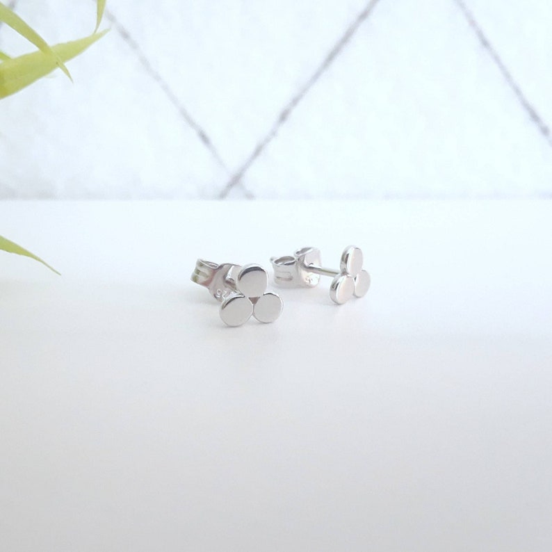 Gold stud earrings, tiny gold triangle studs, minimalist earrings, sterling silver cluster sphere earrings, silver studs, second piercing silver