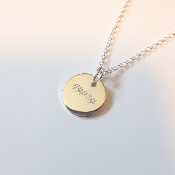 Sterling silver disk necklace - engravable