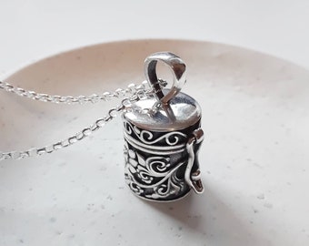 Sterling silver tube locket necklace, silver tube pendant, pill box necklace, silver locket, ashes pendant, prayer box, cremation jewelry