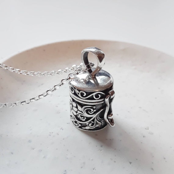 Sterling silver tube locket necklace