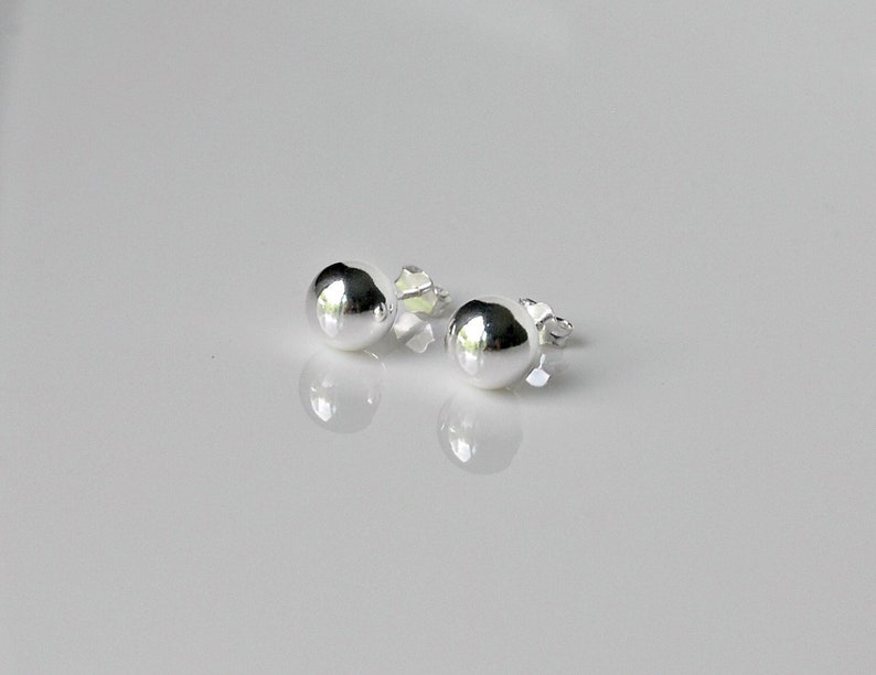 Sterling silver ball stud earrings, 8mm ball earrings, sterling silver earrings, everyday earrings, simple studs, classic jewelry image 1