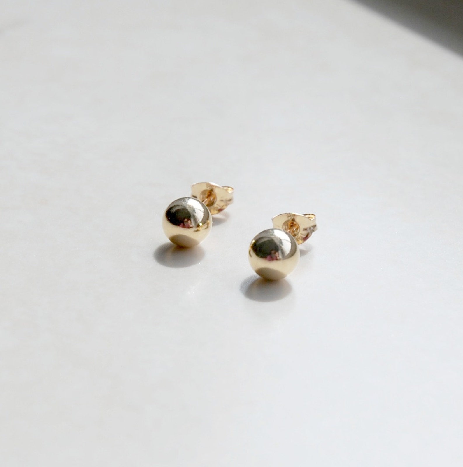 Silver Ball Earrings Sterling Silver Studs Rose Gold Gold Etsy
