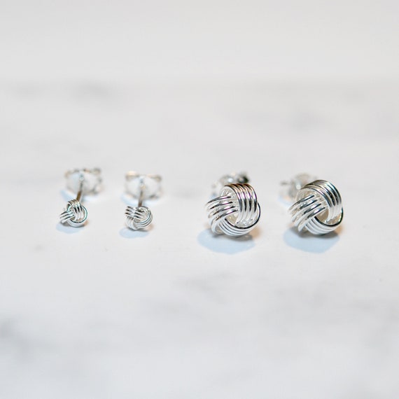 Silver love knot stud earrings