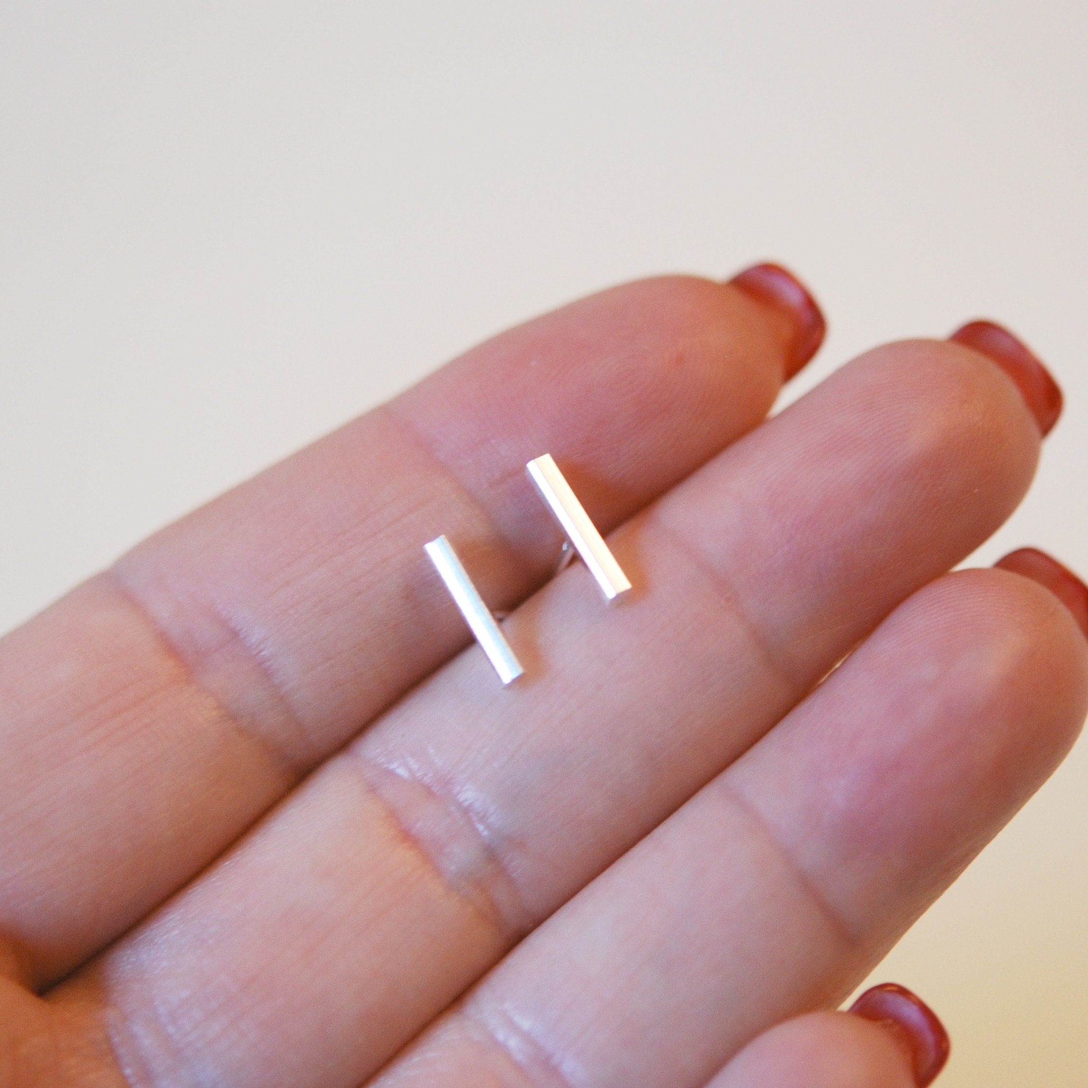 Sterling silver bar studs discount