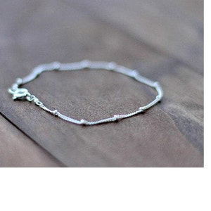 Satellite bracelet or anklet, gold satellite bracelet, sterling silver satellite bracelet, dotted chain, layering bracelet, dainty chain image 3