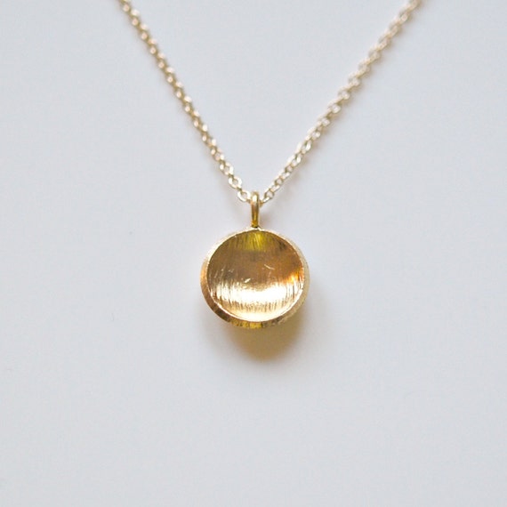 Round gold pendant necklace disk necklace sterling silver or | Etsy