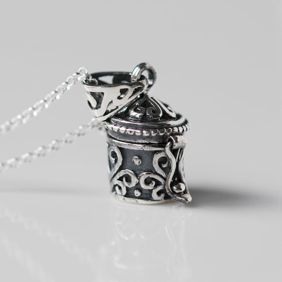 Sterling silver tube locket necklace