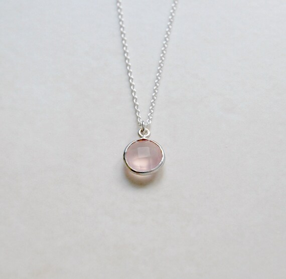 Rose quartz gemstone necklace round pink gem pastel pink | Etsy