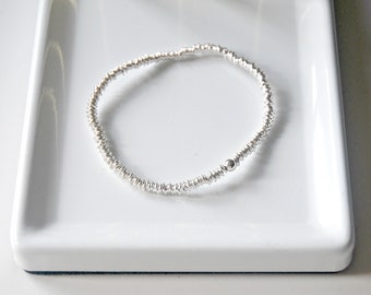 Sterling silver sweetie bracelet, stretch links bracelet, stacking bracelet, 3mm rings bracelet, womens gift, elegant classic jewelry