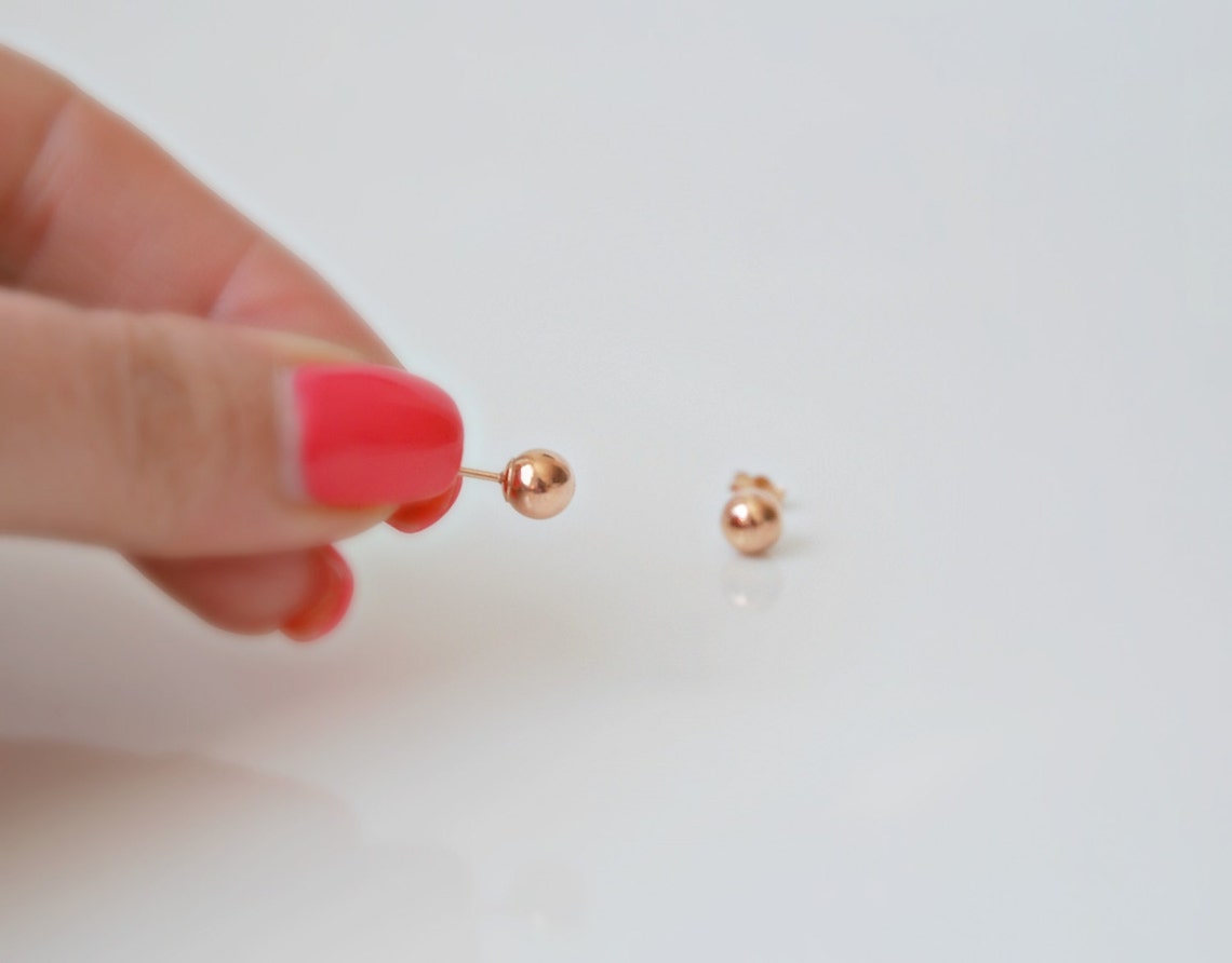 Rose gold ball earrings pink gold 6mm ball stud earrings Etsy