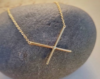 X necklace, gold necklace, geometric necklace, modern jewelry, minimalist necklace, simple jewelry, gold bar necklace, gift for women